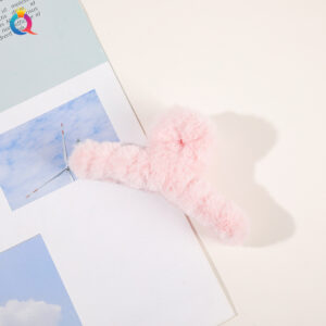 Plush solid color gripper-light pink / Qiyue factory direct sales