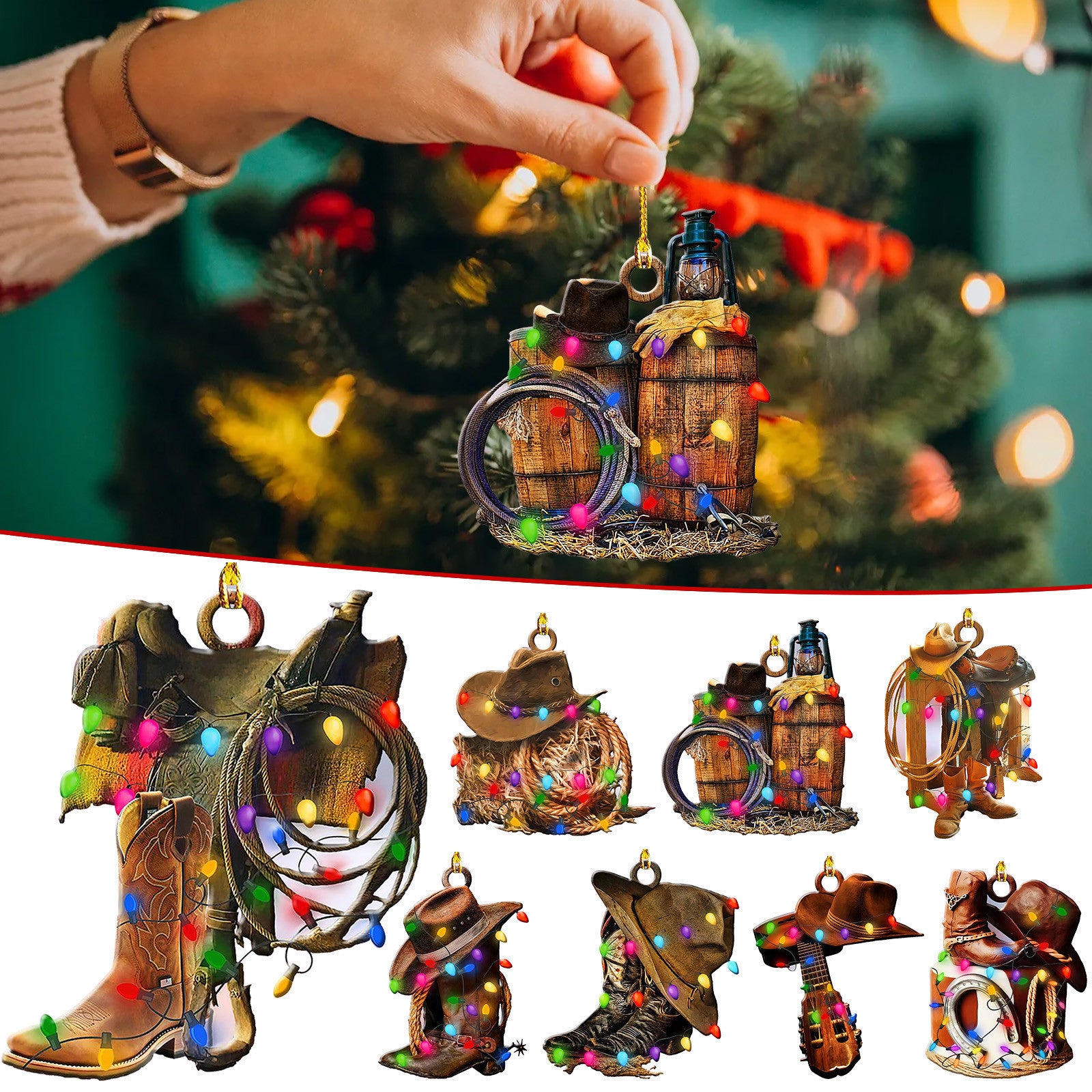 Wholesale Denim Boots Acrylic Flat Christmas Tree Pendants