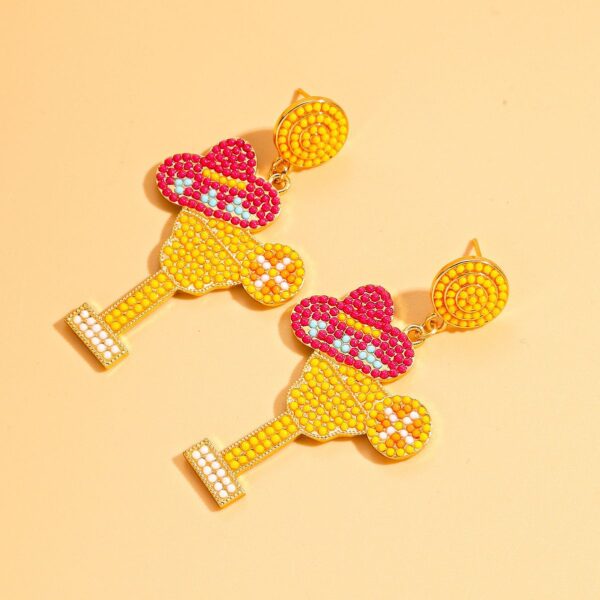 Wholesale Bohemian Rice Bead Alloy Wine Glass Earrings