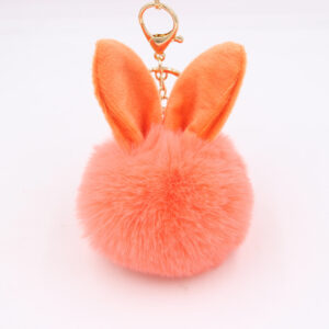 Orange Red / Rabbit plush pendant keychain