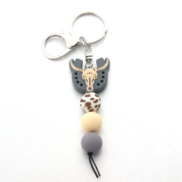 Wholesale Cow Tooth Hat Letter Silicone Bead Keychain