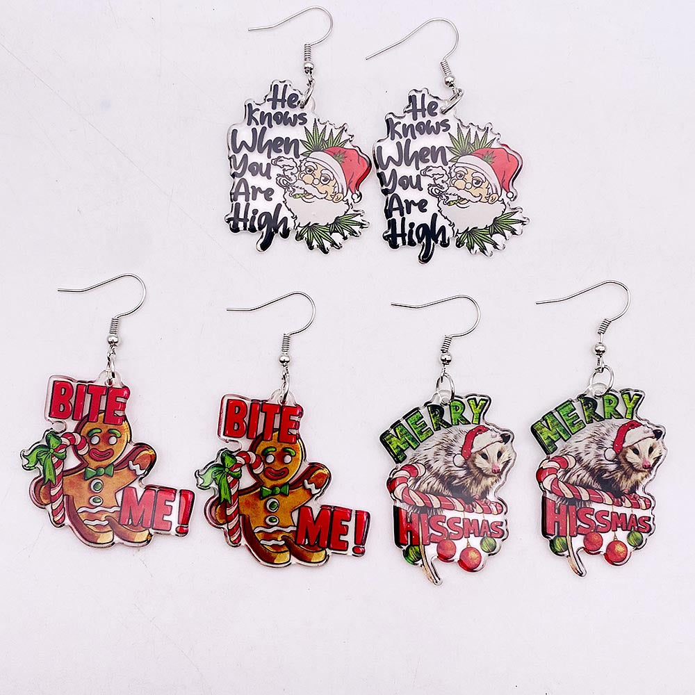 Wholesale Christmas Gingerbread Man Acrylic Christmas Earrings