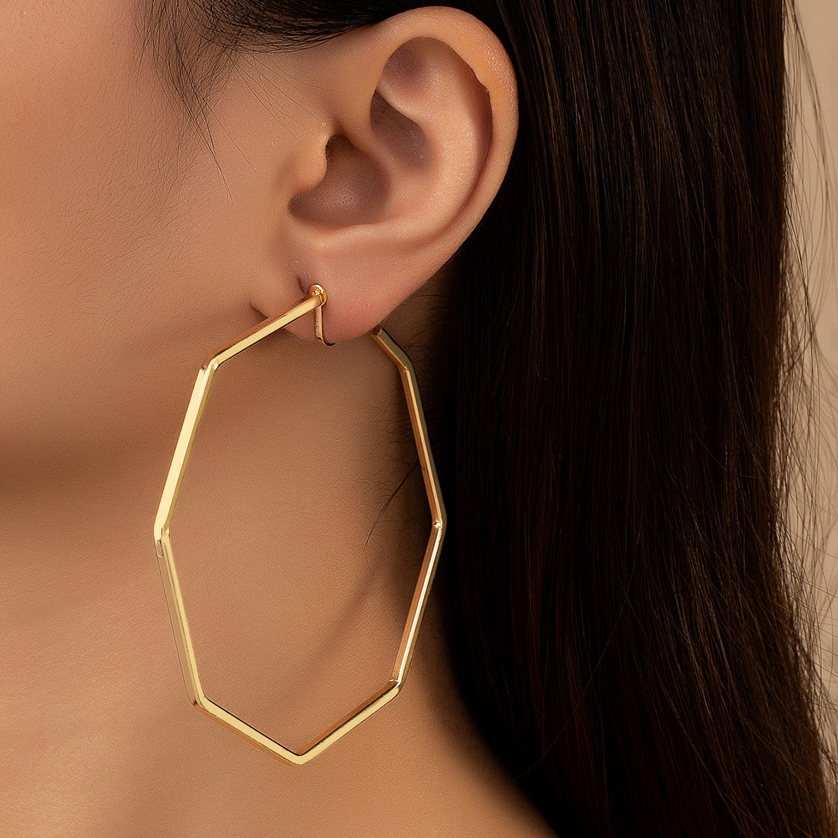 Wholesale Geometric Hoop Exaerated Alloy Earrings