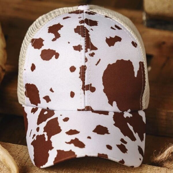 Wholesale Cotton Printed Crossover Ponytail Mesh Baseball Caps