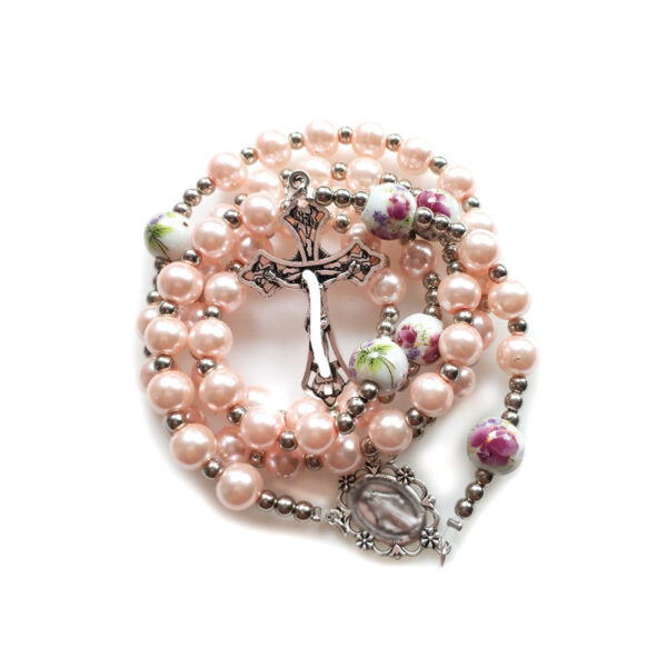 Wholesale Ceramic Rose Glass Pearl Pendant Men's and Women's Versatile Sweater Chain