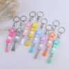 Wholesale Silicone Cartoon Flower Beaded Keychain