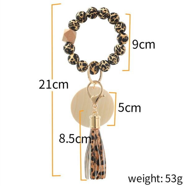 Wholesale Leopard Print Silicone Beaded Wrist Keychain