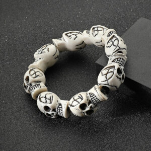 Wholesale Beaded Punk Resin Halloween Skull Bracelet