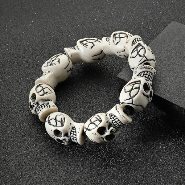 Wholesale Beaded Punk Resin Halloween Skull Bracelet