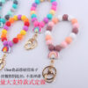 Wholesale Rainbow Silicone Beaded Wrist Keychain