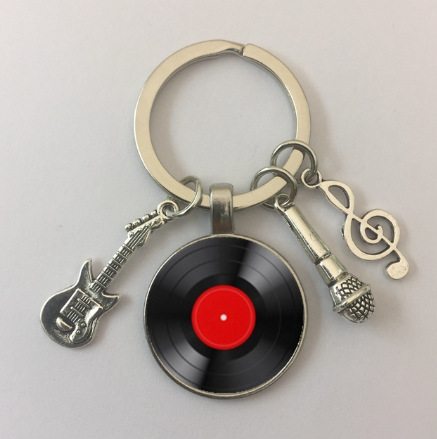 Wholesale Vinyl Records Retro Phonograph Glass Metal Keychains