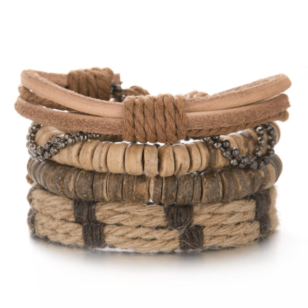 O1CN01RVu4i31bDRe0r53Jw_952103431-0-cib Wholesale Wooden Beads Coconut Shell Bead Chain Weaving Leather Combination Bracelet Set