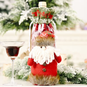 Knitted imitation bark wine bottle cover for the elderly