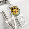 Wholesale Mother's Day Sunflower Time Gemstone Diamond Pendant Metal Keychain