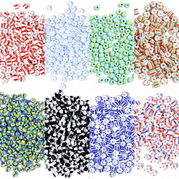 Wholesale 4mm Watermelon Stripe Baking Lacquer Glass Millet Beads