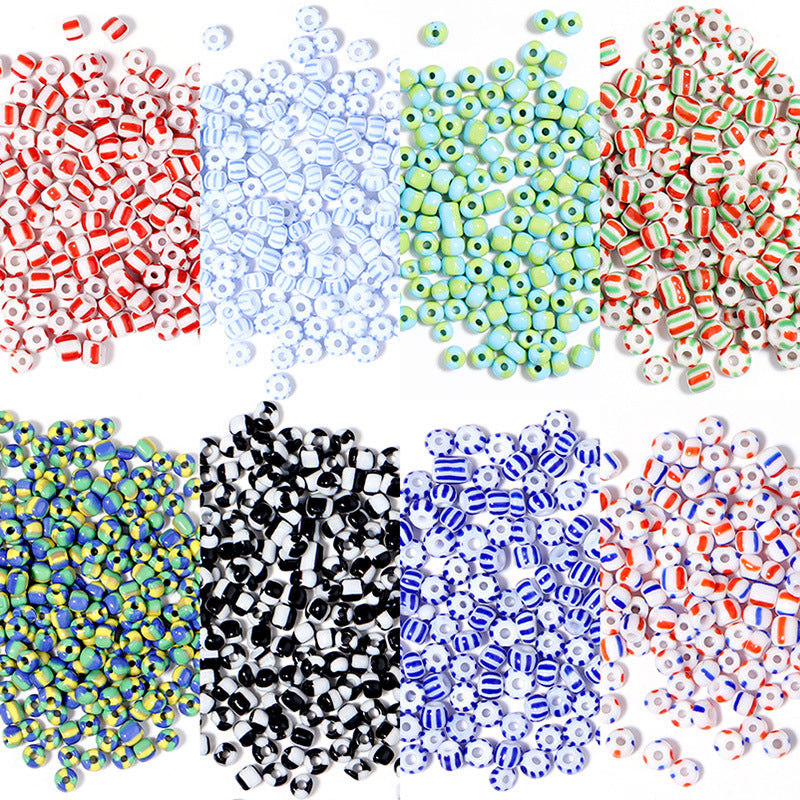 Wholesale 4mm Watermelon Stripe Baking Lacquer Glass Millet Beads