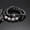 Wholesale Black Gallstone Frosted Stone Combination Beads Set of Two Men's Bracelet