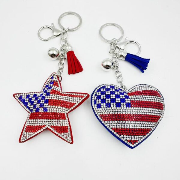 Wholesale Velvet Inlaid Diamond Heart Keychains