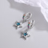Wholesale Blue Pentagram Diamond Copper Earrings