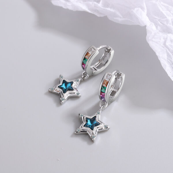 Wholesale Blue Pentagram Diamond Copper Earrings