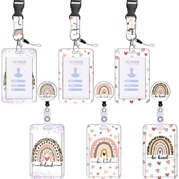 Wholesale Badge Reels ABS Rainbow Leopard Card Holder Retractable Keychain