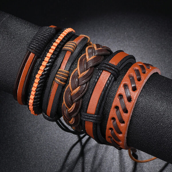 Wholesale Handwoven Multi-layered Vintage Men's Leather Bracelet