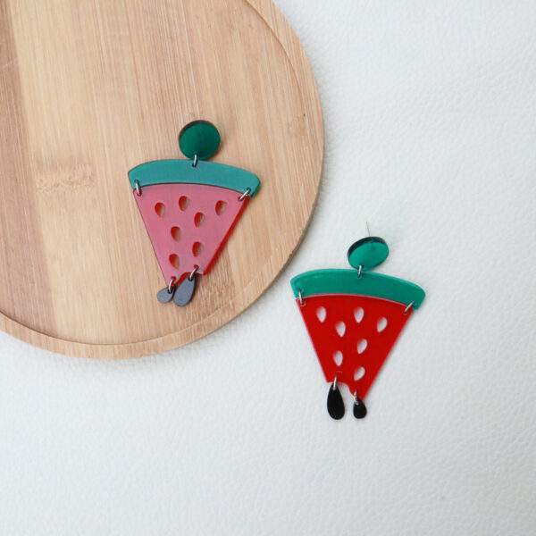 Wholesale Acrylic Watermelon Earrings Fruit Funny