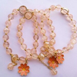 Champagne-inspired crystal flower bracelet / includes a bag