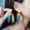 Wholesale Teacher's Day Pencil Stripe Heart Acrylic Earrings
