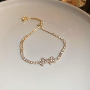 Gold zircon butterfly bracelet