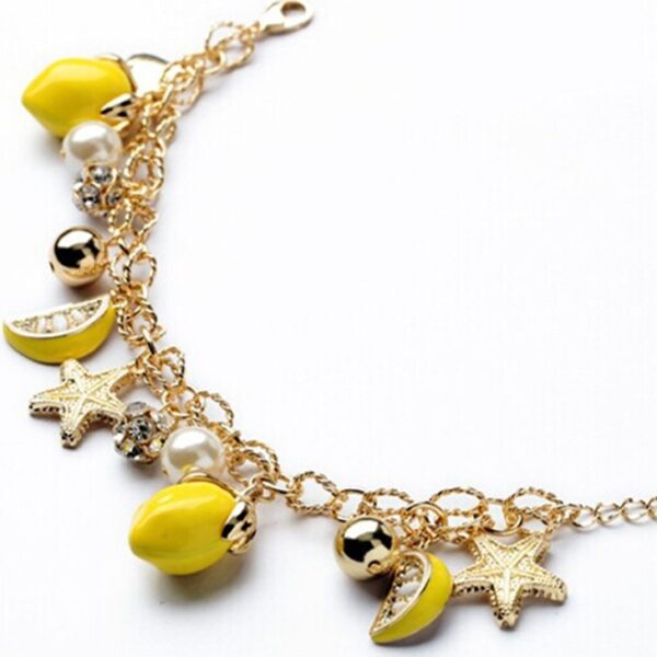 Wholesale Starfish Lemon Yellow Fruit Alloy Bracelet