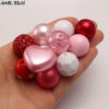 Wholesale 50pcs/pack Light Pink Love Heart Valentine's Day 20MM Acrylic Mixed Color Beads Bubblegum Beads