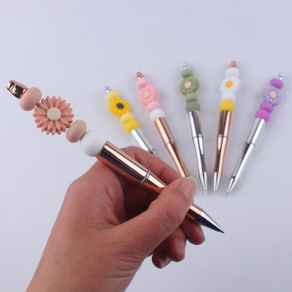 Wholesale Beadable Pens Handmade Daisy Silicone Beaded Ballpoint Pen