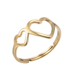 Double Heart Gold / Adjustable opening