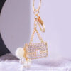Wholesale Pearl Small Satchel Bag Diamond Zinc Alloy Keychains