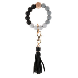 1 black silicone beaded lobster clasp bracelet keychain