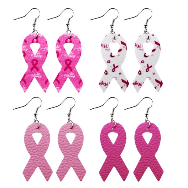 Wholesale Pink Ribbon Leather Earrings