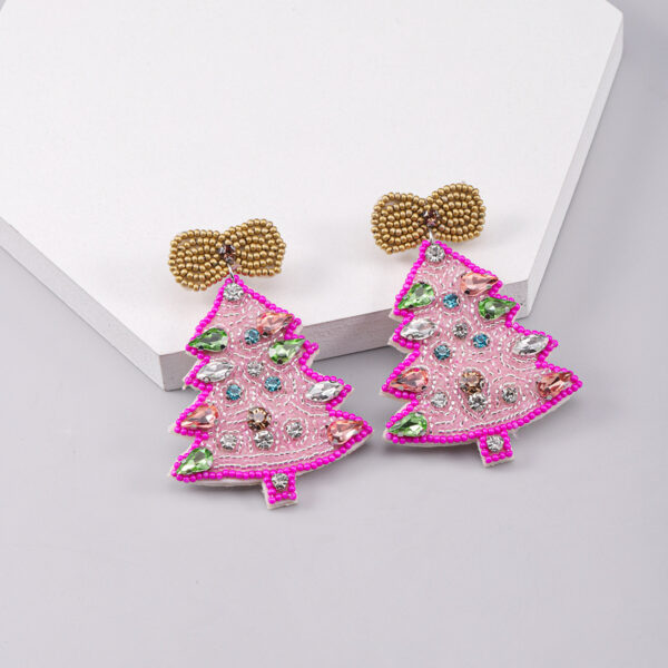 Wholesale Christmas Snowflake Christmas Tree Glass Diamond Handmade Pearl Rice Bead Earrings
