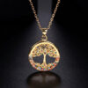 Wholesale Copper Colorful Tree of Life Pendant Necklace