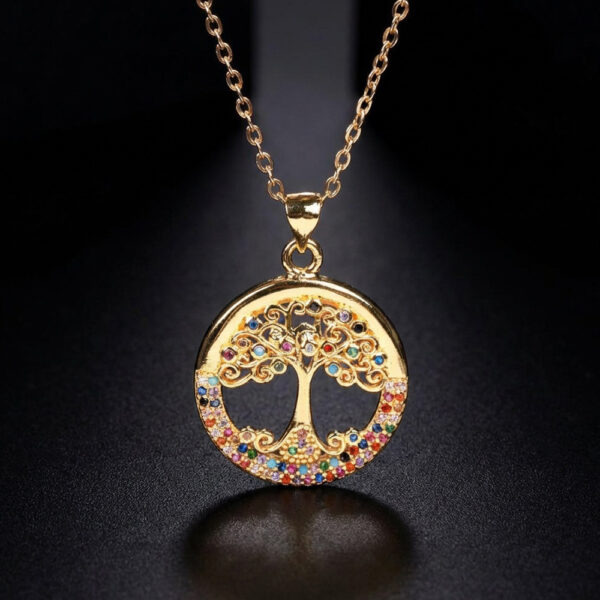 Wholesale Copper Colorful Tree of Life Pendant Necklace