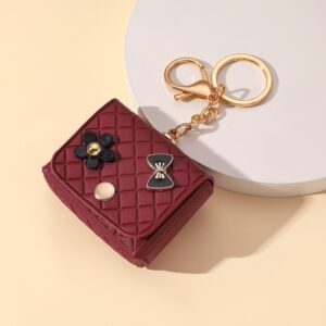 Wine red / Chanel style bag keychain