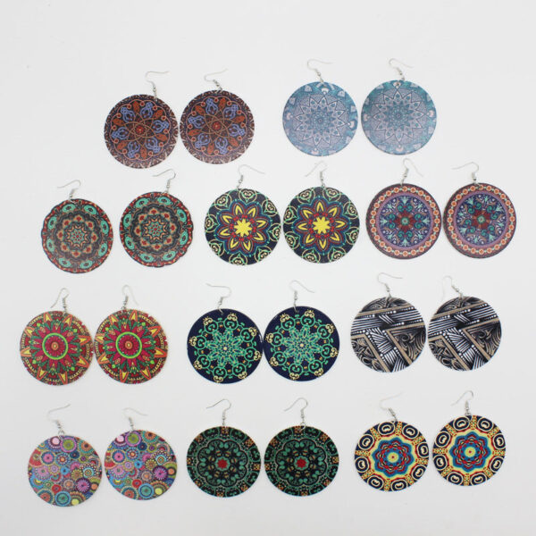 Wholesale National Style Round Wood Earrings