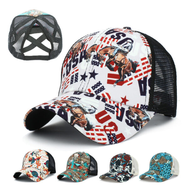 O1CN01RxUyIp1INXhPxgRV2__2247210881-0-cib-1 Wholesale Western style Cross Ponytail Print Baseball Cap Peaked Cap