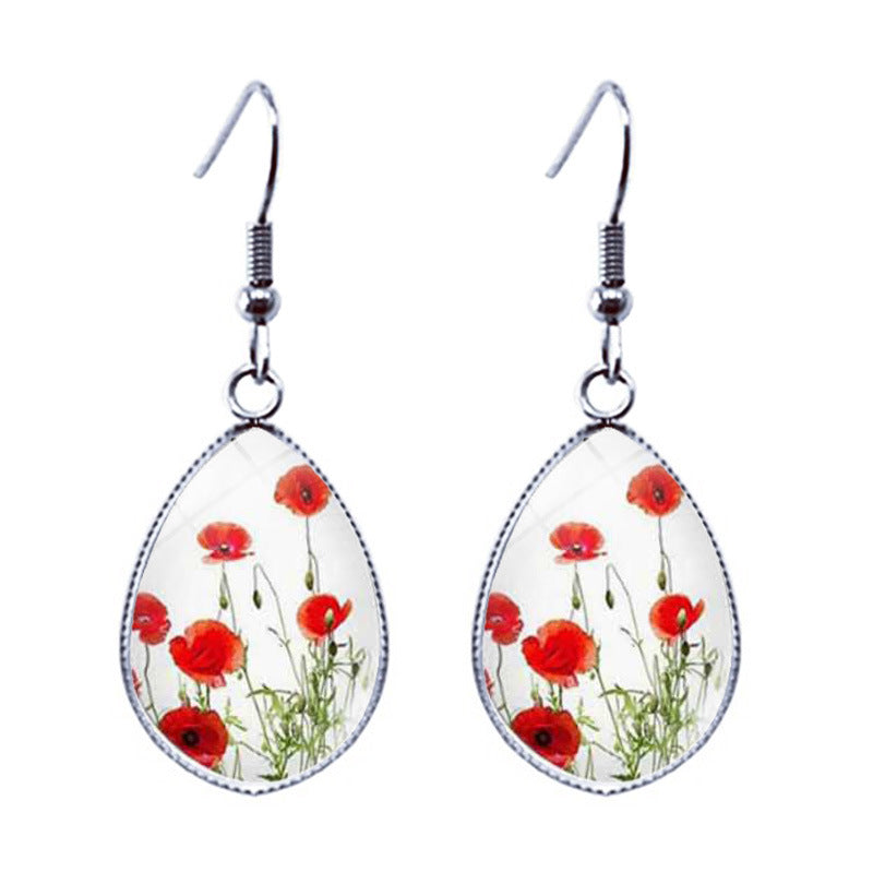 Wholesale Flowers Water op Glass Earrings