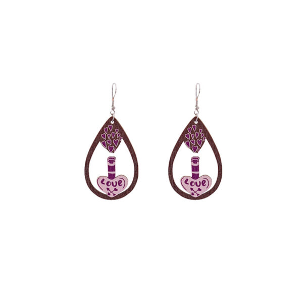 Wholesale Cute Hollow Color Heart Wooden Earrings