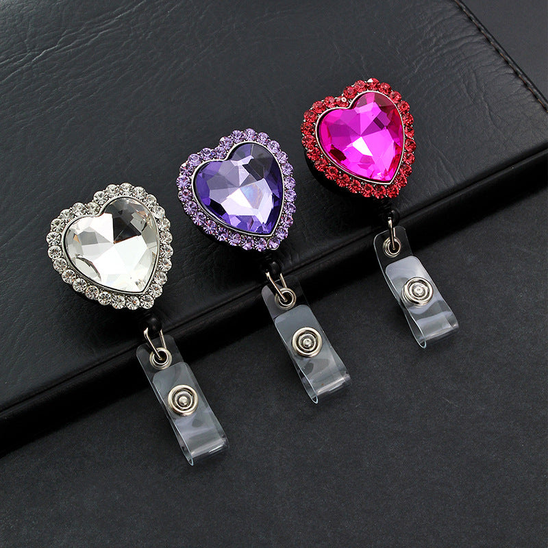 Wholesale Heart-shaped Diamond Telescopic Alloy Keychain