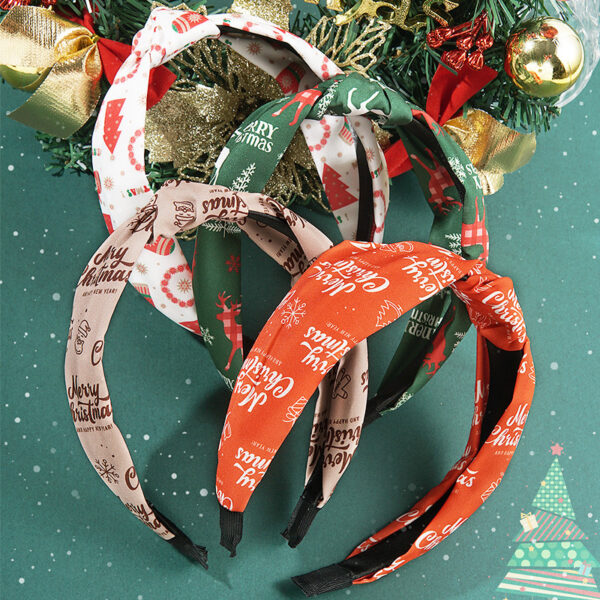 Wholesale Christmas Fabric Knots Wide Edge Hair Hoops