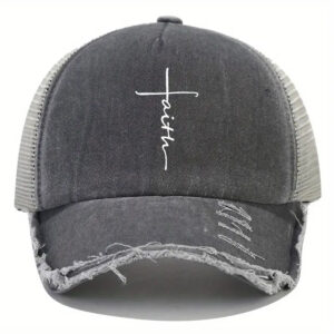 Printed faith hole baseball cap-gray / Free size