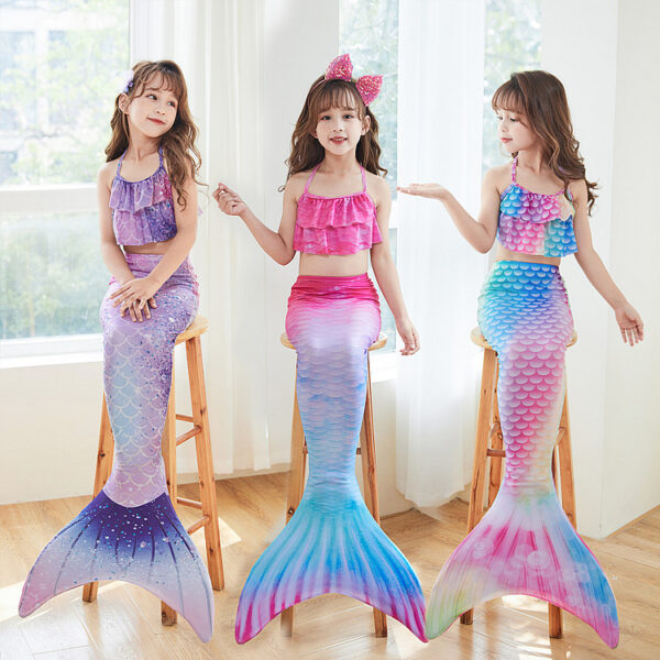 O1CN01S30Dxl1MpG7T5u8qf_2676851483-0-cib Wholesale Mermaid Kids Polyester Swimwear Three-Piece Set