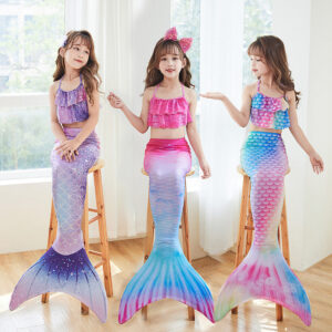 O1CN01S30Dxl1MpG7T5u8qf__2676851483-0-cib Wholesale Mermaid Kids Polyester Swimwear Three-Piece Set